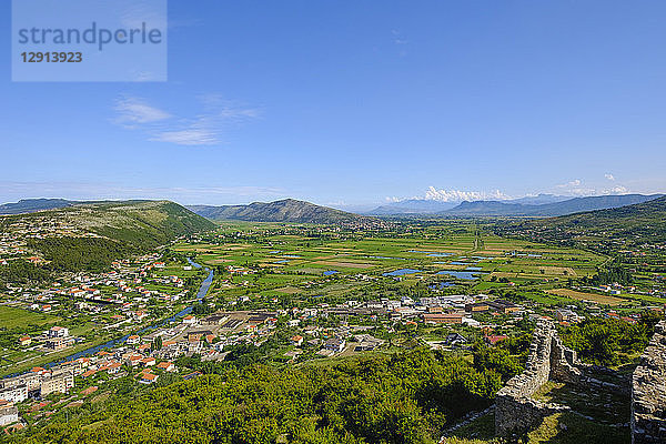 Albania  Lezhe  View from Lezhe Castle  Drina river and Zadrima plain