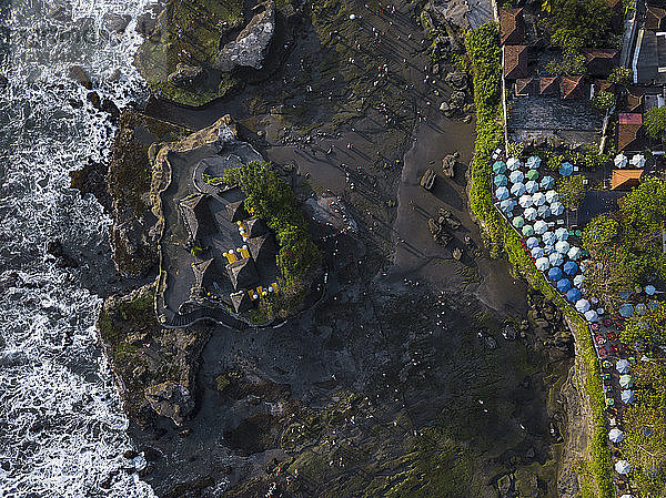 Indonesia  Bali  Aerial view of restaurant at Tanah Lot-temple