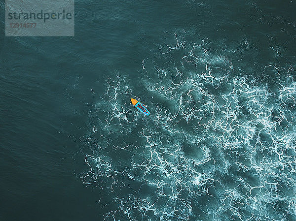 Indonesia  Bali  Aerial view of surfer