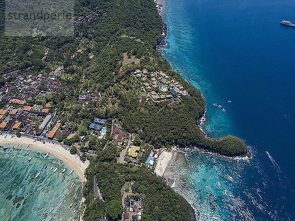 Indonesia  Bali  Aerial view of Blue Lagoon beach