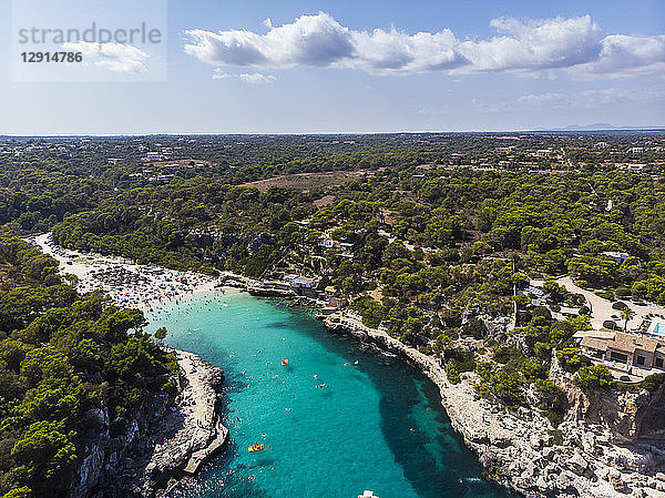 Spain  Balearic Islands  Mallorca  Aerial view of Cala Llombards