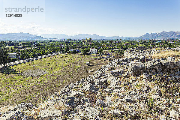 Greece  Peloponnese  Argolis  Tiryns  View from archaeological site