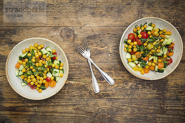 Chick pea salad with curcuma  roasted chick pea  cucumber  tomato and parsley