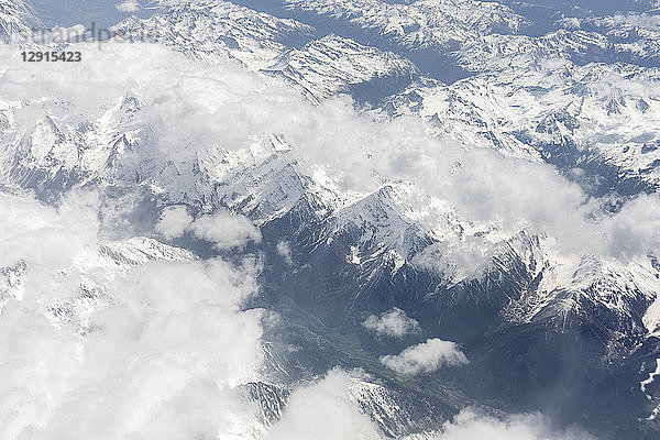 Morocco  snow-covered Atlas mountains  aerial view