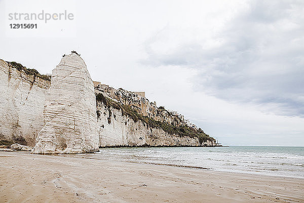 Italy  Puglia  Vieste  Scialara beach with Pizzomuno rock
