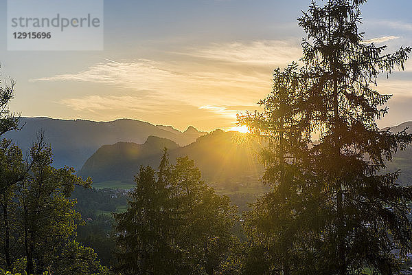 Slovenia  Bled  Sunset seen from Castle Bled