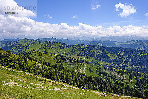 Germany  Bavaria  Allgaeu  Oberallgaeu  Oberstaufen  Allgaeu Alps  View from Hochgrat  Siplingerkopf and Riedbergerhorn  Nagelfluhkette