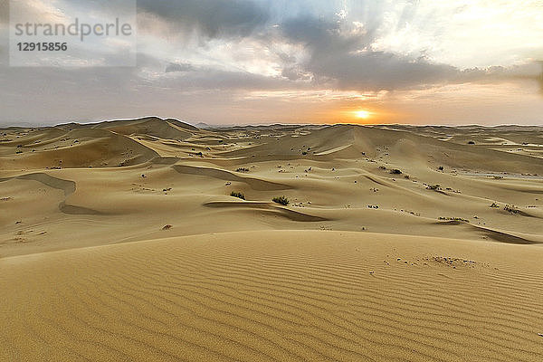 Iran  Isfahan Province  Varzaneh  Varzaneh Desert  Varzaneh sand dunes at sunset