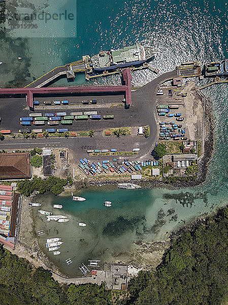 Indonesia  Bali  Aerial view of Padangbai  port from above