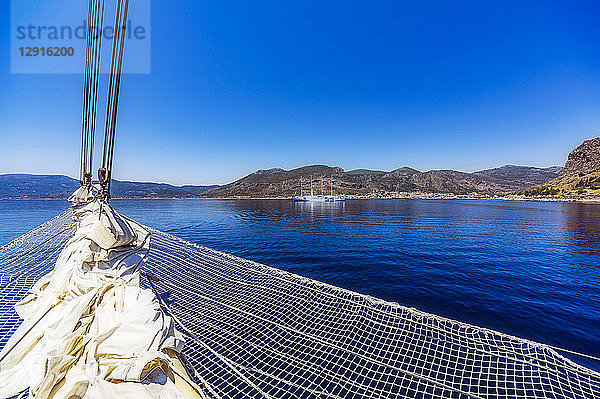 Greece  Monemvasia  sailing ship on the sea