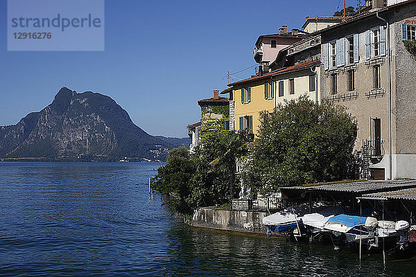Switzerland  Lugano  Gandria  view to houses at Lake Lugano