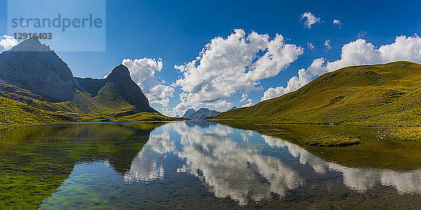 Germany  Bavaria  Allgaeu  Allgaeu Alps  Lake Rappensee  Hochrappenkopf and Kleiner Rappenkopf