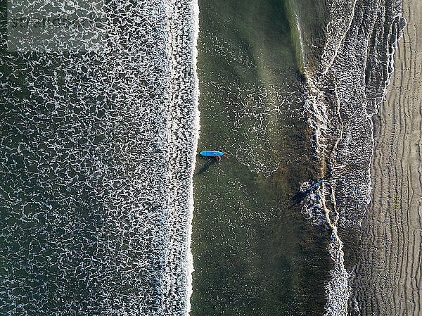 Indonesia  Bali  Kuta beach  Aerial view of surfers