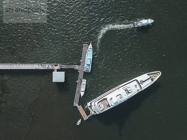 Indonesia  Bali  Aerial view of luxury yachts