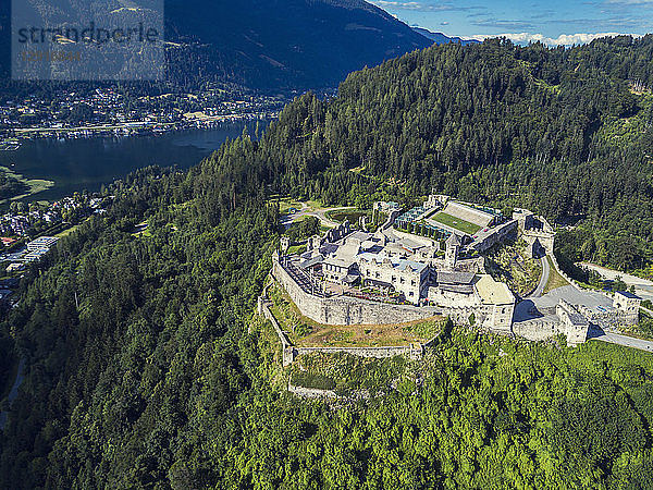 Austria  Carinthia  Ossiach Tauern  Villach  Landskorn Castle over St. Andrae  Lake Ossiach