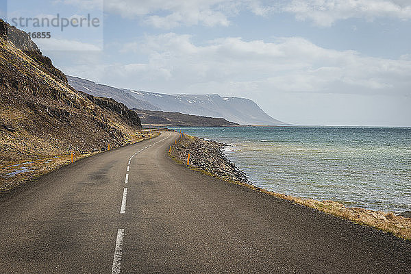 Iceland  Vestfiroir  empty road