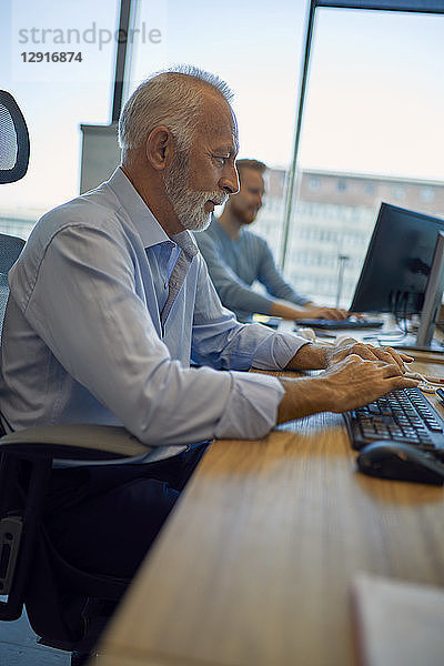 Senior businessman using computer in office
