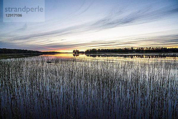 Finland  Kjaani  Kajaani river at sunset