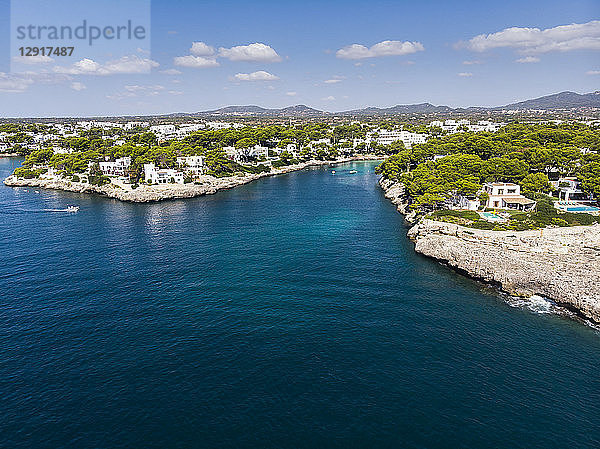 Spain  Balearic Islands  Mallorca  Coast of Cala d'or and bay Cala Ferrera  holiday homes and villas