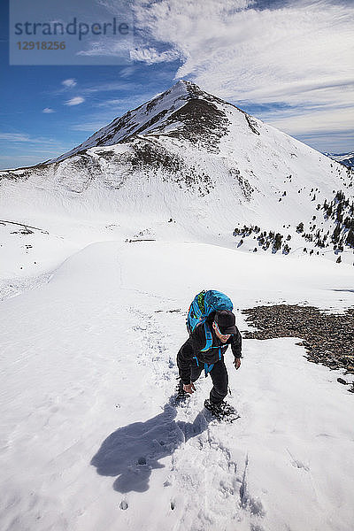 Bergsteiger auf dem Weg zum Donaldson Peak in der Lost River Mountain Range  Idaho  USA
