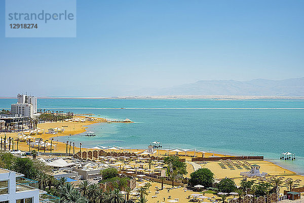 Luftaufnahme von Hotel und Resort am Ufer des Toten Meeres  Ein Bokek  Südlicher Bezirk  Israel