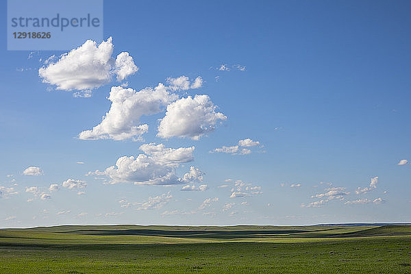 Wolken über Grasland im Badlands National Park  South Dakota  USA