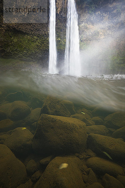 Landschaftlicher Blick auf einen Wasserfall  Kauai  Hawaii-Inseln  USA
