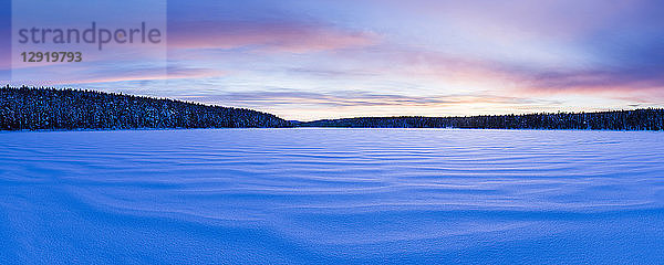 Gefrorener See bei Torassieppi  Lappland  Finnland  Europa