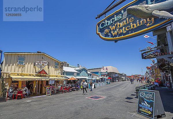 Geschäfte am Fisherman's Wharf-Pier  Monterey Bay  Halbinsel  Monterey  Kalifornien  Vereinigte Staaten von Amerika  Nordamerika