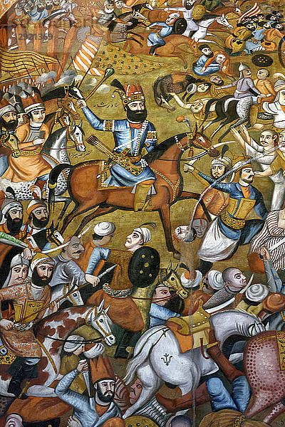 Schlacht von Karnal zwischen Nader Shah Afshar und Mohamed Gurkani  König von Indien  Chehel Sotoun Palace (Vierzig Säulen)  Isfahan  Iran  Naher Osten
