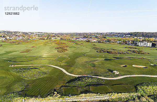 Luftaufnahme des Royal Jersey Golf Course  Gorey  Jersey  Kanalinseln  Vereinigtes Königreich