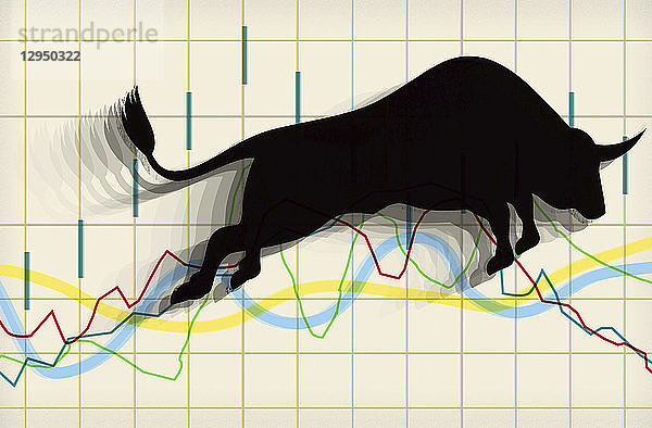 Bulle springt über einen Aktienmarkt-Chart
