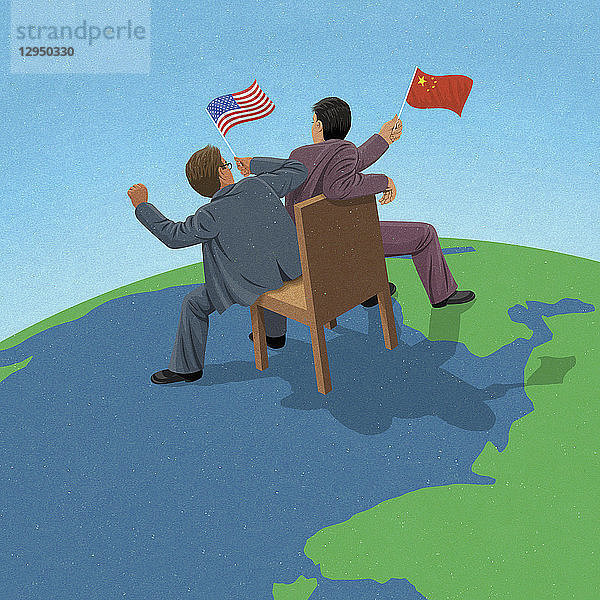 Amerikanische und chinesische Politiker kämpfen um die Kontrolle auf der Weltkarte