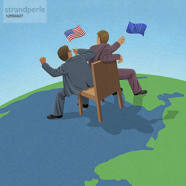 Politiker der USA und der Europäischen Union kämpfen um die Kontrolle auf der Weltkarte