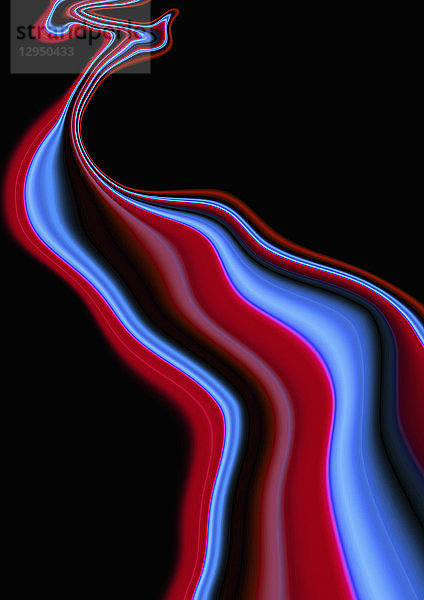 Abstrakt fließende blaue und rote Streifen