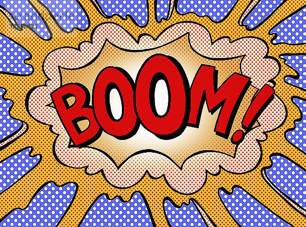 Explodierende Sprechblase mit dem Wort 'Boom'