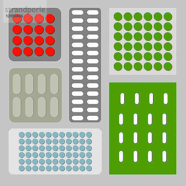 Blisterverpackungen von Medikamenten in einem Muster angeordnet