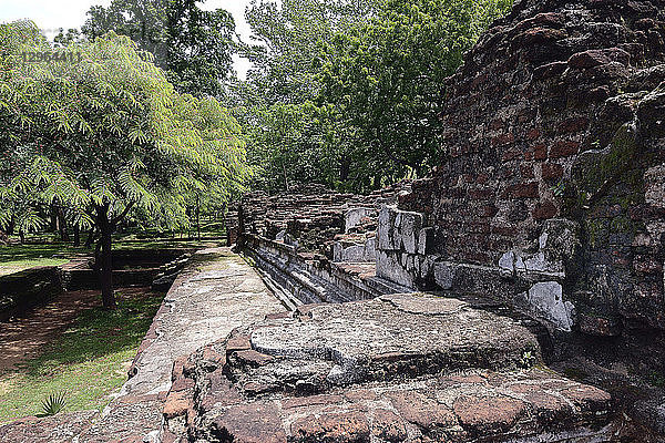 Sri Lanka. Überreste der Stätte von Ritigala. Ruinen eines alten buddhistischen Klosters.