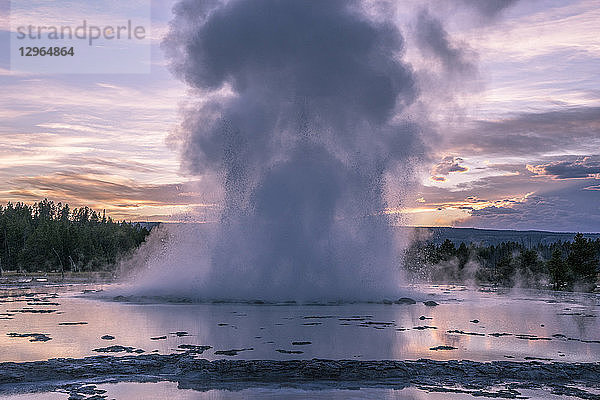 USA  Wyoming  Yellowstone-Nationalpark  Unteres Geysirbecken  Firehole Lake Drive  Großer Springbrunnen-Geysir