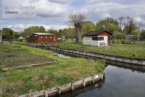 Frankreich  Region Hauts de France  Departement Somme  Stadt Amiens  schwimmende Gärten les Hortillonnages.