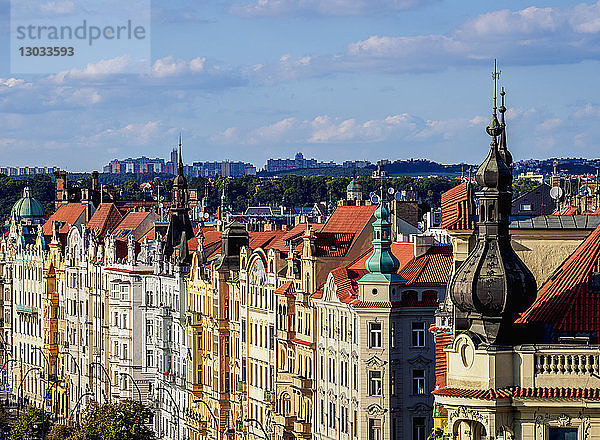 Architektur der Nove Mesto (Neustadt)  Masarykovo Straße  Ansicht von oben  Prag  Region Böhmen  Tschechische Republik