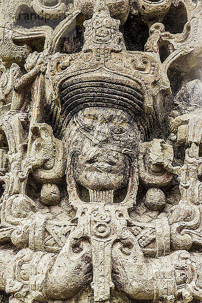 Das Gesicht auf Stelae B in den Ruinen von Copan  UNESCO-Weltkulturerbe  Copan  Honduras