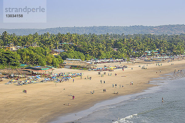 Blick auf den Strand von Arambol  Goa  Indien