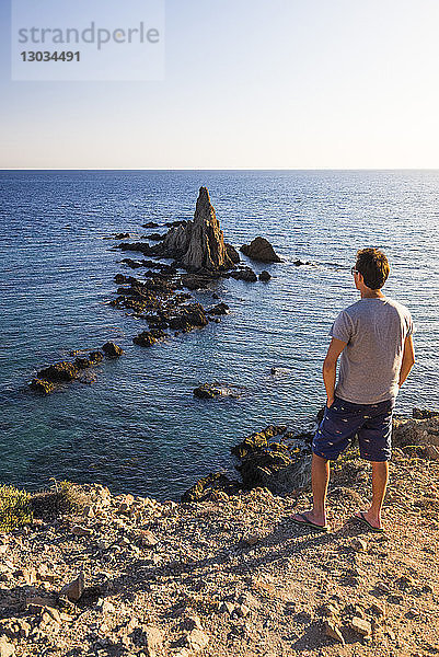 Arrecife de Las Sirenas Felsvorsprung bei Sonnenuntergang  Naturpark Cabo de Gata-Nijar  Almeria  Andalusien  Spanien