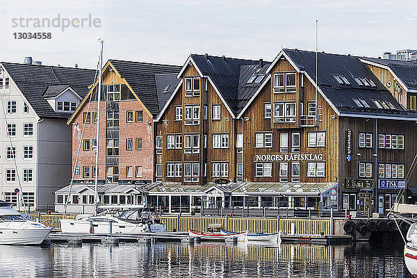 Ansicht des Hafens in Tromso  Norwegen  Skandinavien