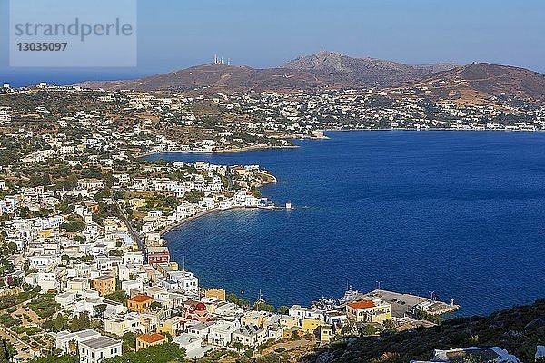 Blick von der Burg  Insel Leros  Dodekanes  Griechische Inseln  Griechenland