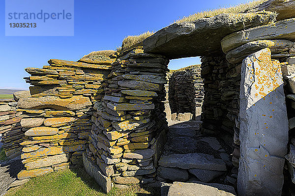 Jarlshof Prähistorische und nordische Siedlung  4000 Jahre alt  Sumburgh Head  Festland  Shetlandinseln  Schottland  Vereinigtes Königreich