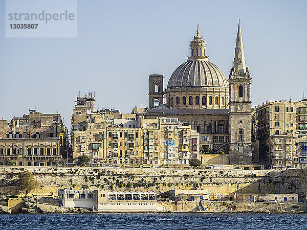 Blick von der Fähre auf Valletta  Valletta  Malta  Mittelmeer