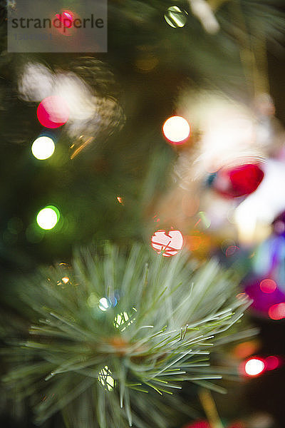 Nahaufnahme eines beleuchteten Weihnachtsbaums