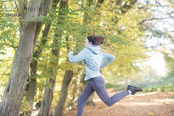 Langlaufjogger läuft im Park